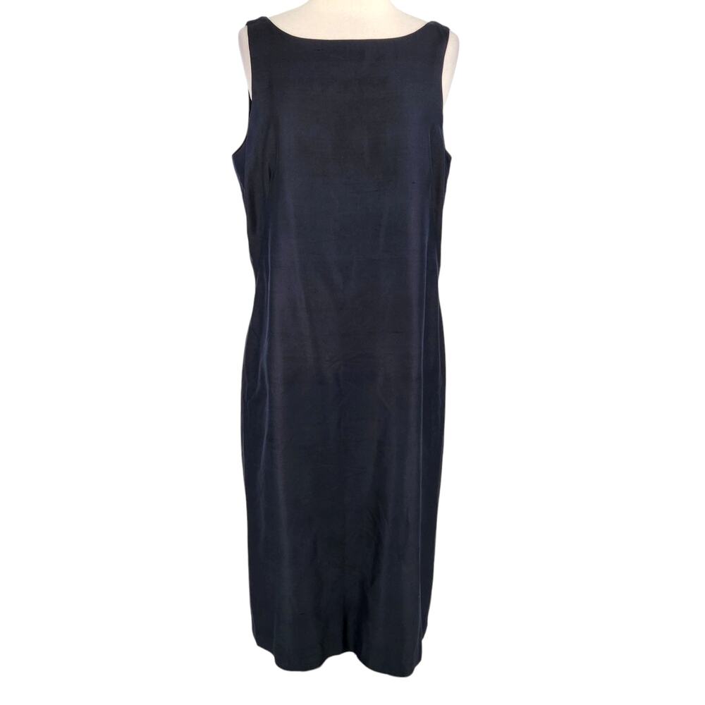 Vintage Ann Taylor 100% Silk Sheath Pencil Dress Black Hourglass Fit Size 10